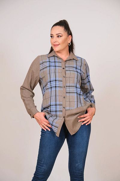 Lady Majestic Καρό γυναικείο πουκάμισο Plus Size