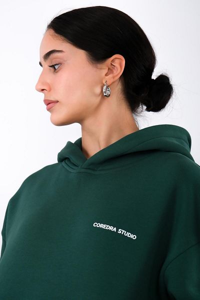 Coredra Std Green - Hanorac Relaxed Fit Femei