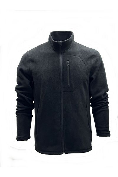 NJM SPORT WEAR Ανδρικό φούτερ Fleece Black Standard Fit με φερμουάρ 3 τσέπες για εξωτερικούς χώρους