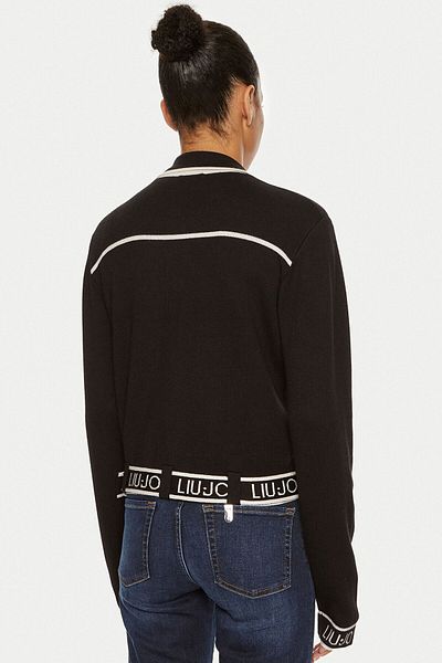 Liu Jo Pulover negru cu mânecă lungă cu guler de cămașă - cu nasturi cu logo TF4046 MS59L-B3122