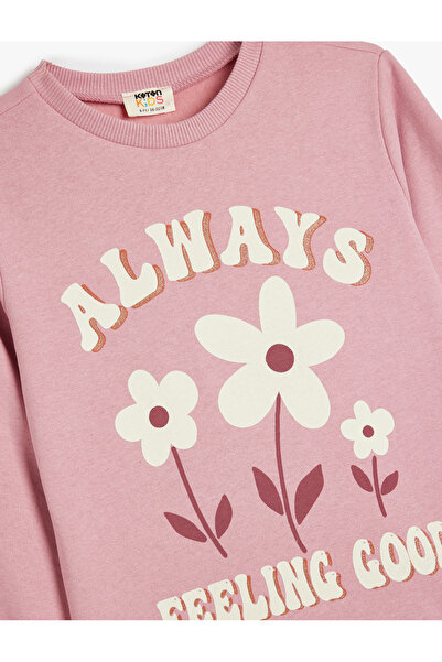 Koton Mikina Crew Neck se dvěma nitěmi s dlouhým rukávem - květinový potisk