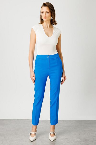Moda İlgi Pantaloni de costum albaștri Modailgi - buzunare laterale - 7526