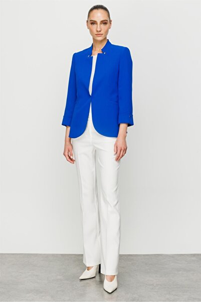 Moda İlgi Modailgi Yaka Ve Kolu Zımba Detaylı Ceket Saks