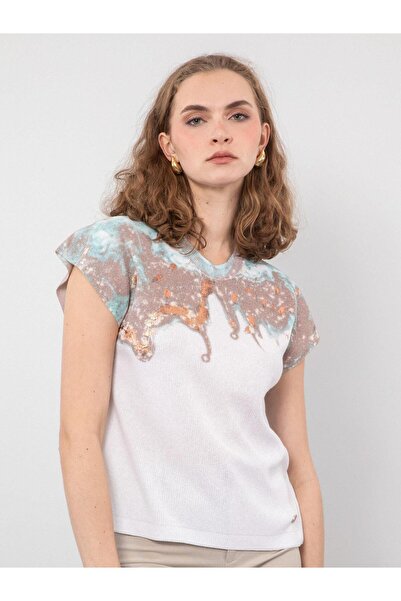 Serianno Parlak Baskı Detaylı Kazak Kzk7916beyaz