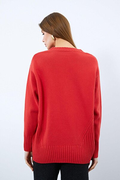 Serianno Organik Pamuk ve Yün Karışımlı Örgü Detaylı Bisiklet Yaka Kazak