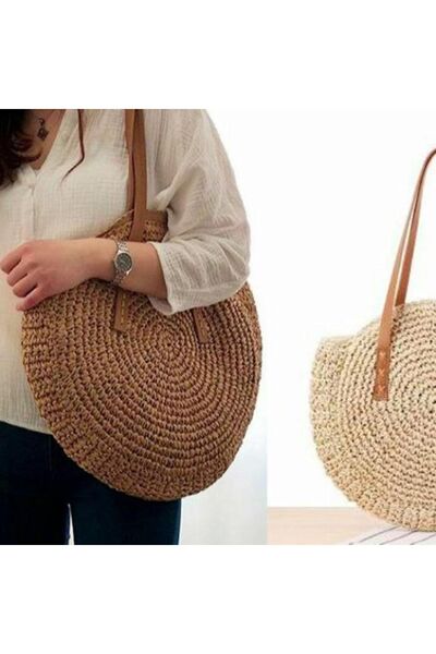 TOM COMPANY Τσάντα ώμου με πλεκτό σχοινί από χαρτί Mink Color |   Παραλία - Καλοκαίρι - Δώρο