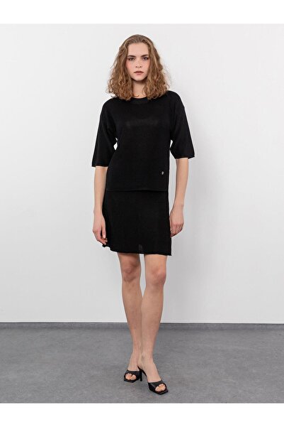 Serianno Bisiklet Yaka Kısa Kollu Kazak Kzk8030sıyah