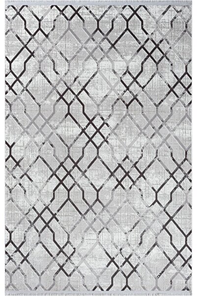 Karmen Halı Tokyo 1704 Gri Halı Antrasit Detaylı Geometrik Desen Modern Akril...