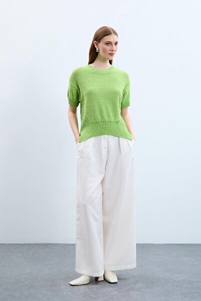 Serianno Bisiklet Yaka Örgü Detaylı Pullu Kazak