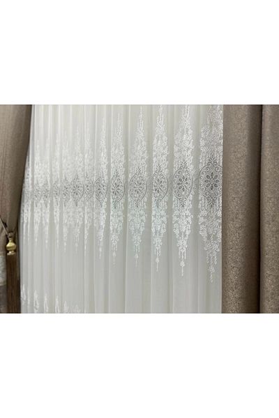 NİVEMESHOME Nivemeshome Lines 1/3 Tight Pleated Tulle Curtain