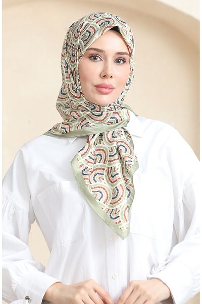 sefamerve Κασκόλ Karaca Rayon 81072-13 Πράσινο Πλακάκι Φιστικιού