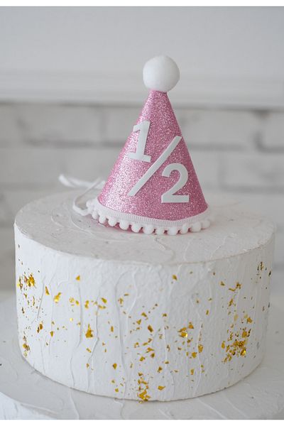 Partifabrik 6 Months Half Age - Candy Pink, Glittery Hat and Cake Decoration Graffiti Set