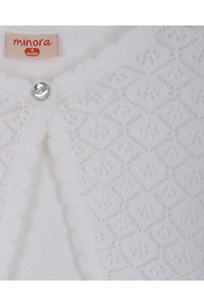 Minora Openwork Detailed Knitwear Bolero - Bone Color