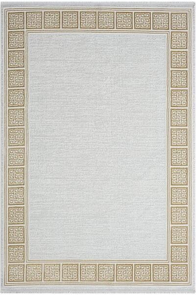 Karmen Halı Zenith Zn002a Gri Halı Gold Kenar Çerçeveli Modern Parlak Yumuşak...