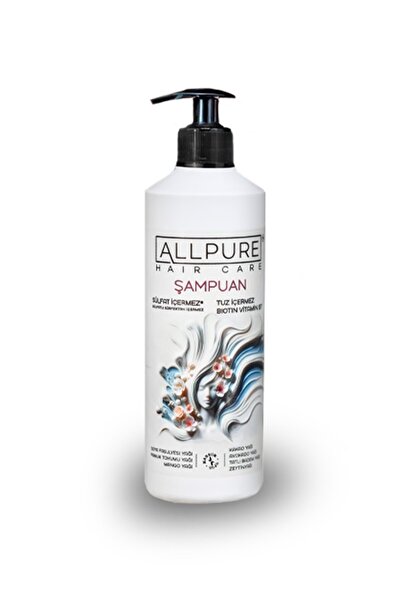 ALLPURE ŞAMPUAN ( 500ml, 7 Mucizevi yağ ve BIOTIN Katkılı, TUZ/SULFAT İçermeyen, Onarıcı ve Besleyici )