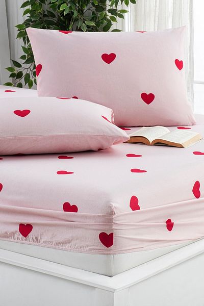 Lydia Home Printed Ranforce Fabric Elastic Fitted Padded Sheet Set