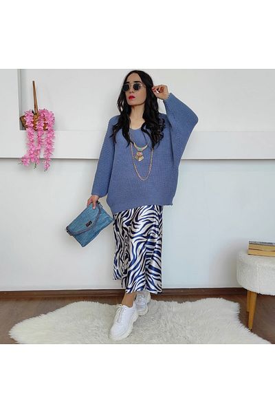 Altı Üstü Butik Pulover tricotat cu maneca liliac
