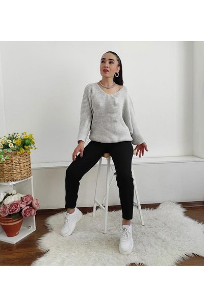 Altı Üstü Butik Pulover tricotat cu maneca liliac
