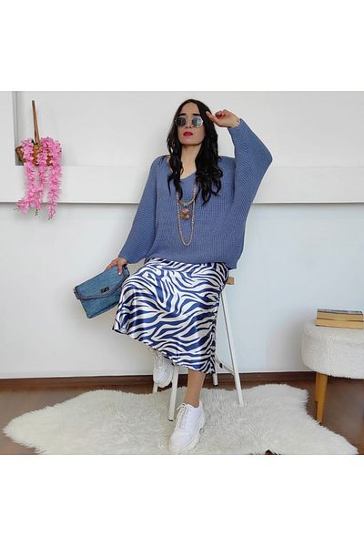 Altı Üstü Butik Pulover tricotat cu maneca liliac