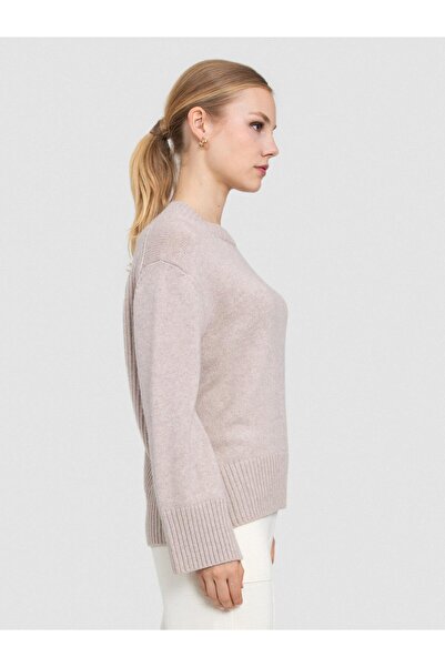 Serianno Kaşmir ve Yün Karışımlı Bisiklet Yaka Kazak KZK7802BEJ