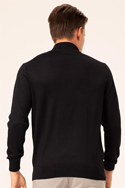 SÜVARİ Süvari Rahat Kalıp Yarım Balıkçı Siyah Düz Triko