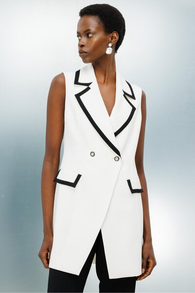 Moda İlgi Modailgi  Enkürüsteli Kruvaze Yelek Ekru