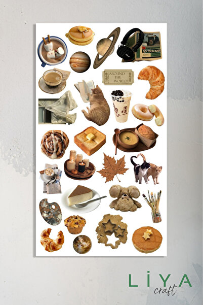 LiyaCraft Autumn Temalı Sticker Planner Ajanda Bullet Journal Için Uygun Set