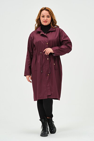 GLR&GYM BERİNAY BÜYÜK BEDEN ARABOY ASTARLI KADIN TRENÇKOT