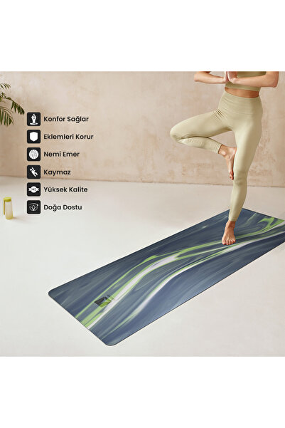 Rebuwo Doğal Kauçuk Kaydırmaz Yoga ve Pilates Matı 5 mm - Gri Desenli