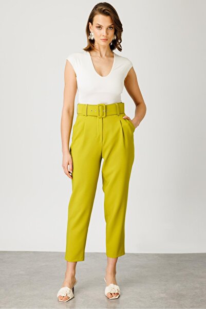 Moda İlgi Modailgi Belt and Pleat Detailed Suit Trousers - 7534 Acid