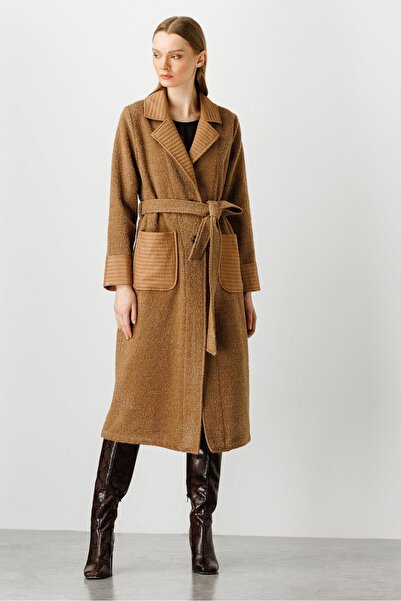 Moda İlgi Modailgi Kapitone Detaylı Uzun Kap Camel