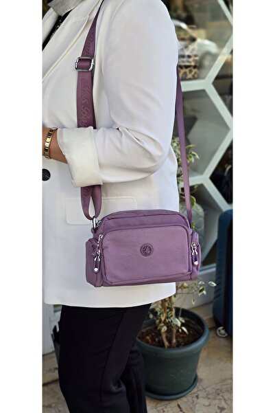 Nas Bag Kadın Spor Çok Gözlü Su Geçirmez Hafif Mini Çanta Mor ( 22x16 Cm