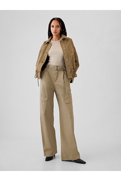 GAP Kadın Bej High Rise Kargo Baggy Pantolon