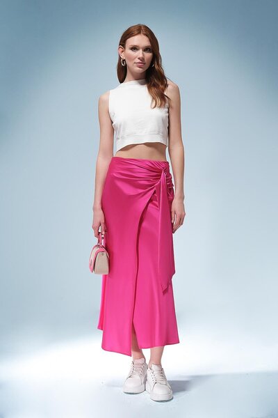 EXPLOSION Anvelop Beli Detaylı Saten Etek