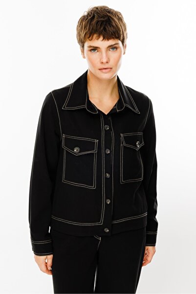 Moda İlgi Modailgi  Büyük Cep Detaylı Kısa Mont Ceket Siyah