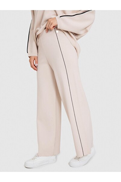 Serianno Organik Pamuk Karışımlı Şerit Detaylı Pantolon Pnt5948bej