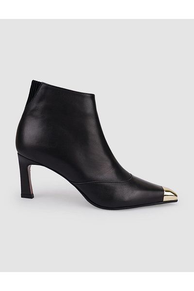 Cabani 100% Genuine Leather Black Zippered Women's Heeled Boots