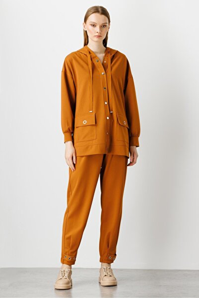 Moda İlgi Modailgi Kapüşonlu Örme Tunik Tarçın