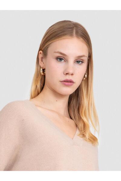 Serianno Yün Ve Kaşmir Karışımlı V Yaka Kazak Kzk6468bej