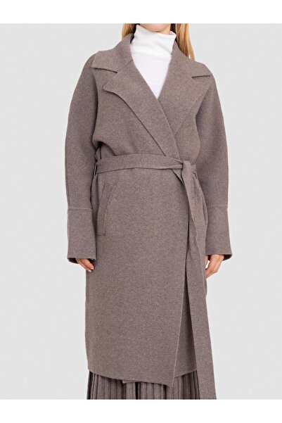 Serianno Kaşmir ve Yün Karışımlı Kuşak Detaylı Cepli Hırka HRK8642KAHVE