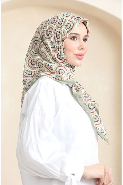 sefamerve Κασκόλ Karaca Rayon 81072-13 Πράσινο Πλακάκι Φιστικιού