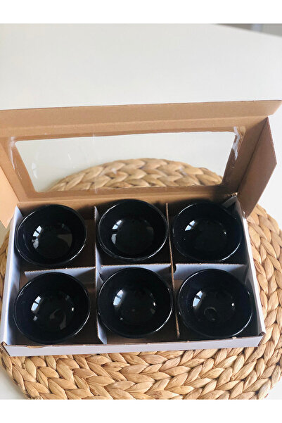 Den Tasarım Hediyelik Black Ceramic Snack Bowl, Turkish Delight Bowl, Sauce Bowl