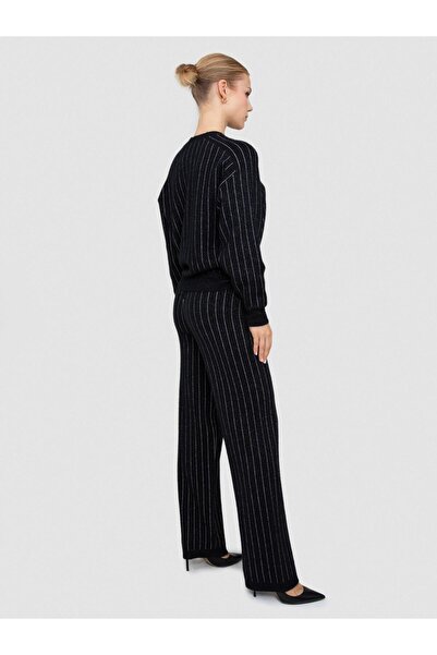 Serianno Yün Karışımlı Metalik Tüylü Bisiklet Yaka Kazak Kzk8350sıyah