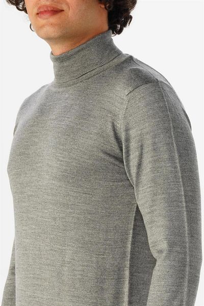 SÜVARİ Süvari Comfortable Fit Wool Acrylic Plain Full Fisherman Gray Men's Knitwear