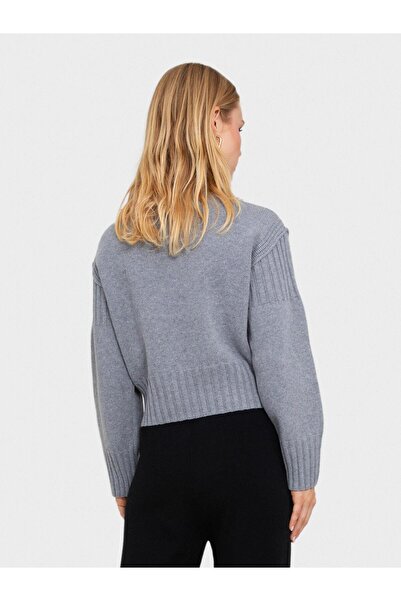 Serianno Dik Yakalı Örgü Oyunlu Kazak KZK6072GRI