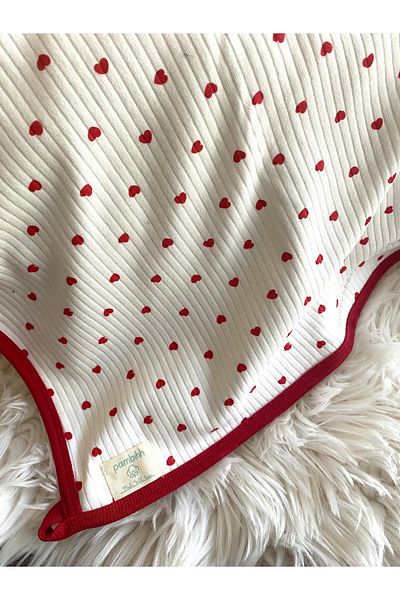 Tiny World Red Heart Natural Cotton 80X90 cm Double Layer Baby Blanket