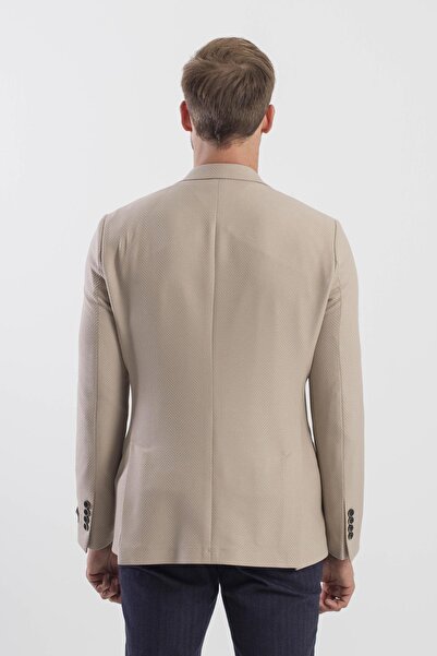 Jakamen Mink Slim Fit Patterned Pointed Collar Jacket