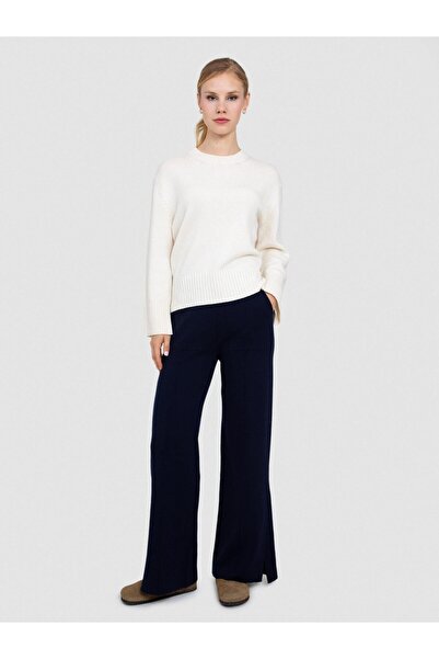 Serianno %100 Yün Bol Paça Pantolon Pnt7728lacıvert