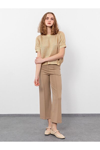 Serianno Organik Pamuk Karışımlı Varak Baskılı Kazak Kzk8024bej