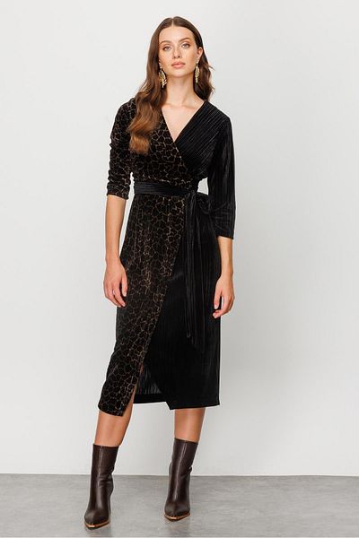 Moda İlgi Modailgi Double Breasted Belted Midi Dress Brown
